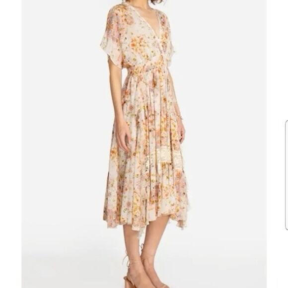 Johnny Was Silk Floral Maxi Dress Boho Kimono Sleeve Flowy Size XL - Picture 3 of 14